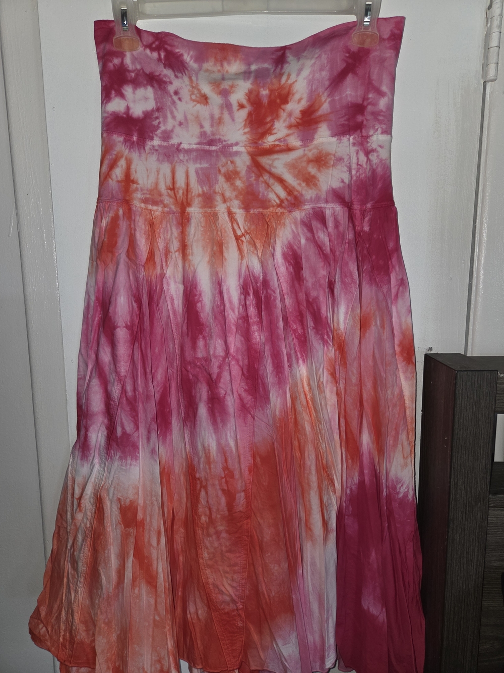 Tie-Dye Pink & Orange Flared Skater Skirt — Women’s Summer Circle Skirt